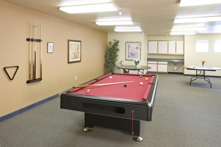 a room with a pool table