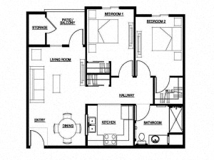 2 Bedroom, 1 Bath
