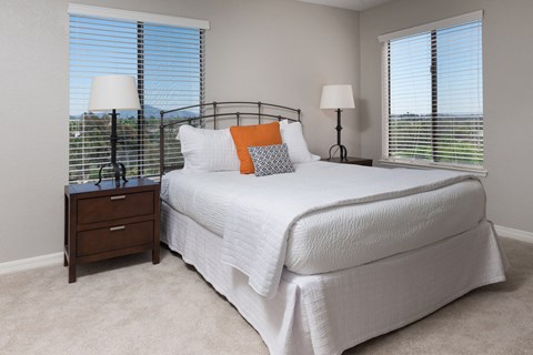 Bedroom with windows at Mission Trails Apartments San Diego, San Diego, CA