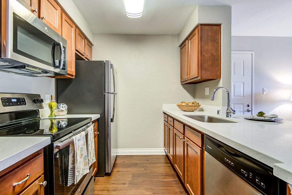 Kitchen with stainless steel appliances