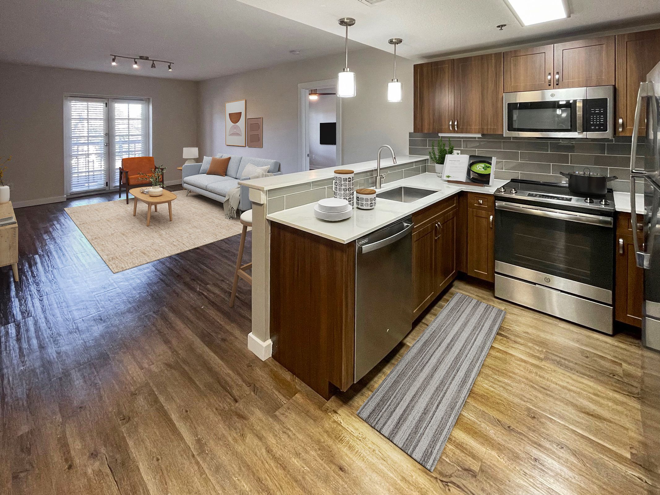 Palm Tower Kitchen and Living Area