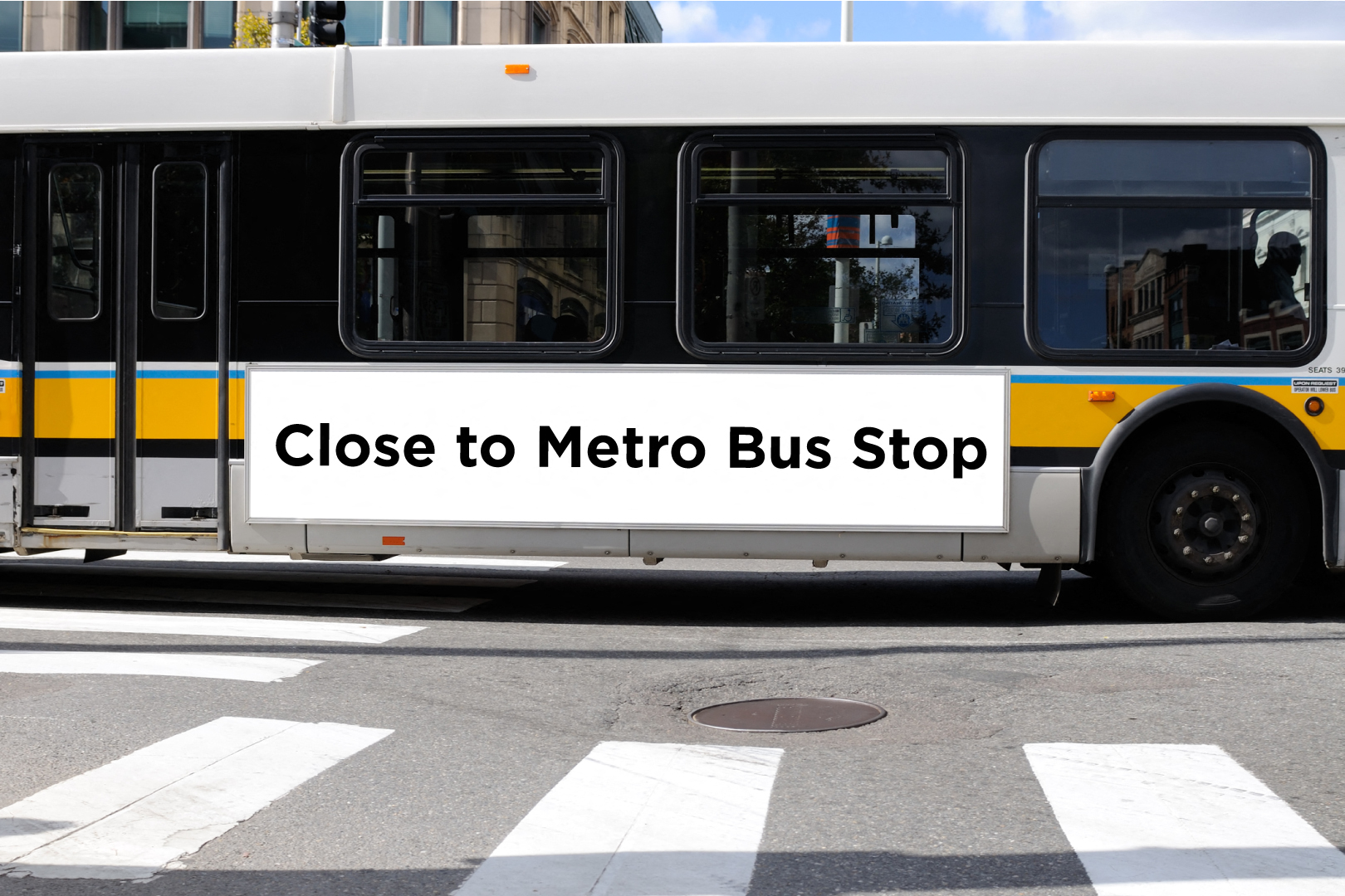 a bus with a closed to metro bus stop sign on the side