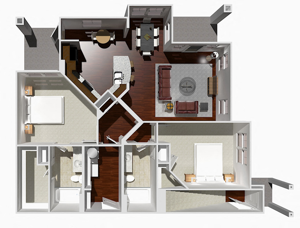 the floor plan of a house with a bedroom and a living room
