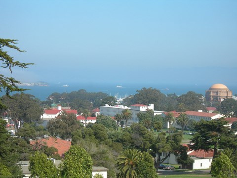 a view of the city and the ocean