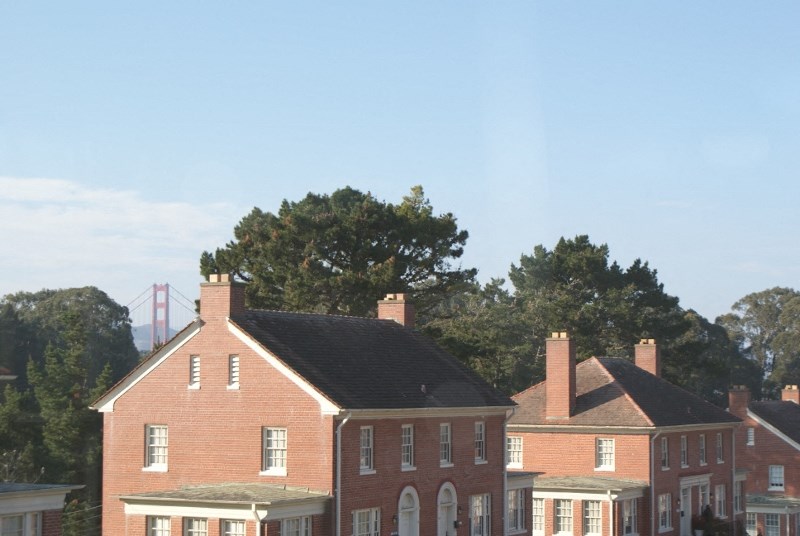 the view of the golden gate bridge from the city
