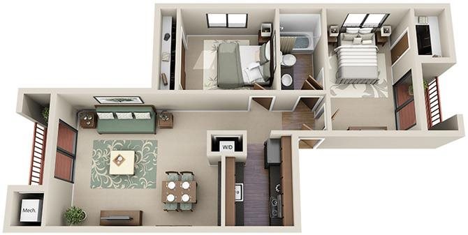 2x1 Floor Plan 3