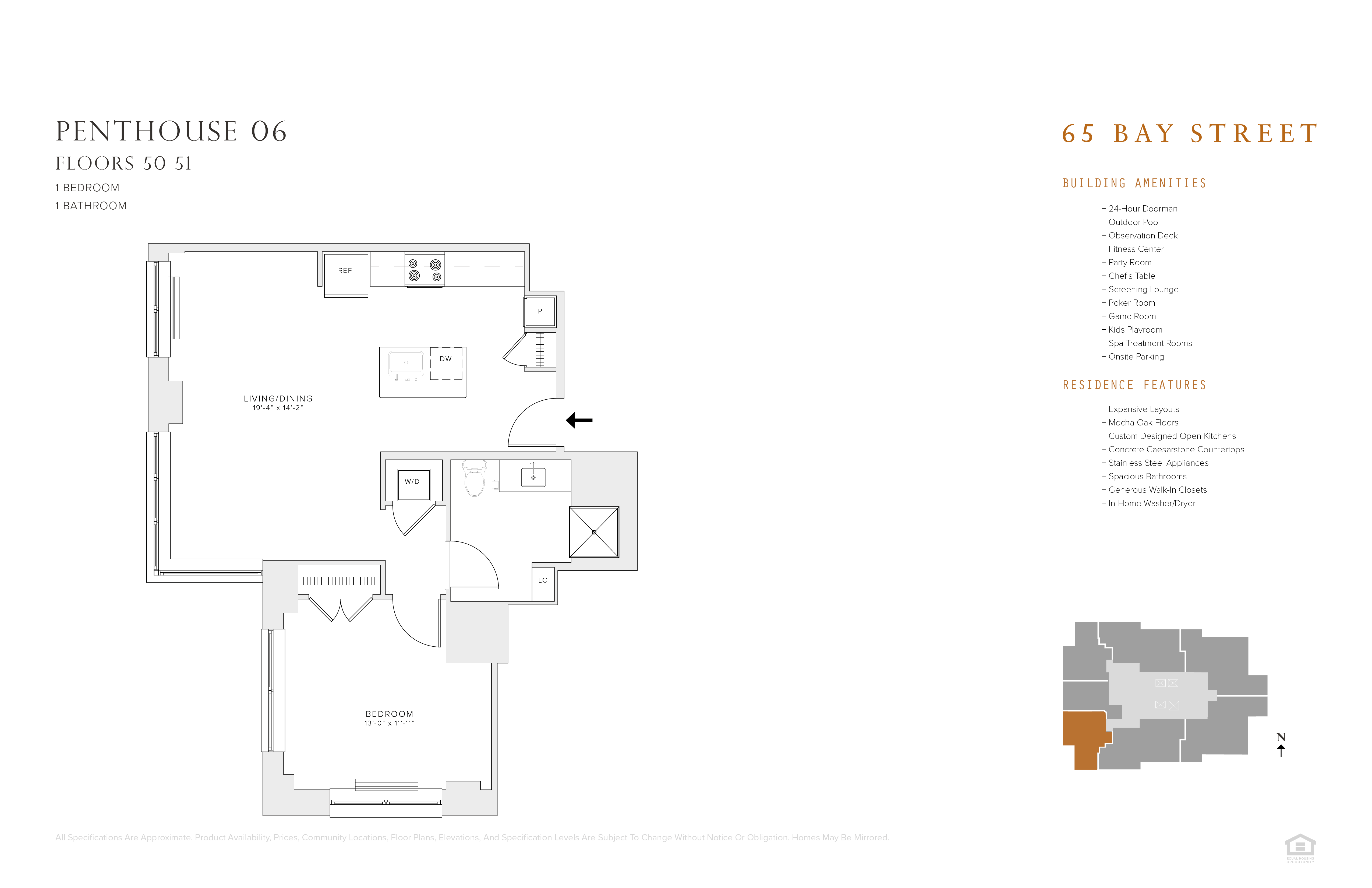 1 BR 1 BA Res 06: FL 50 - 51
