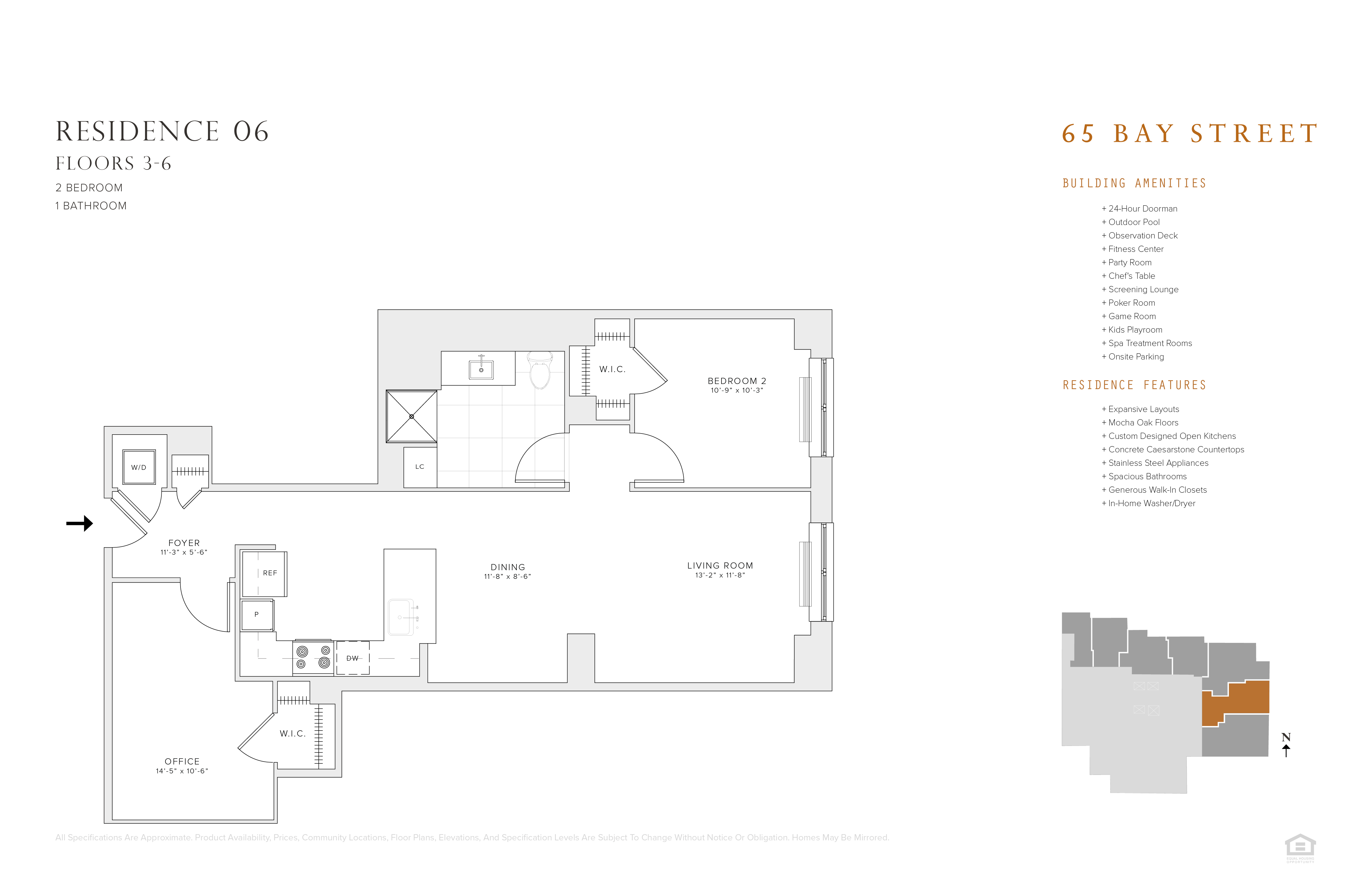 1 BR 1 BA w/ Office Res 06: FL 3 - 6