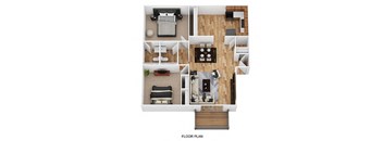 2 Bedroom / 2 Bath Floor Plan at Heritage Hill Estates Apartments, Ohio, 45227