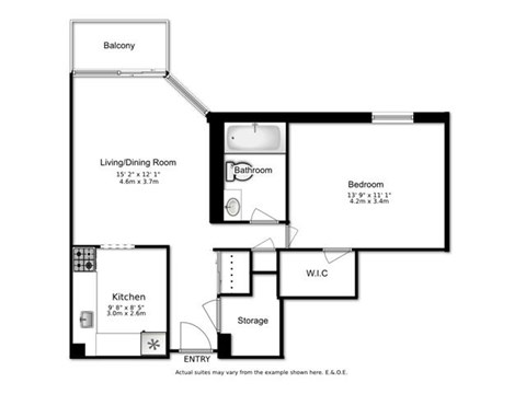 1 bed, 1 bath, spacious modern suites