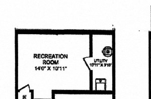 Three bedroom, one bathroom apartment layout at Creekside Townhomes in Oshawa, ON