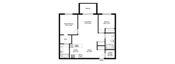 Two bedroom, two bathroom apartment layout at Elizabeth Gardens in Edmonton, AB