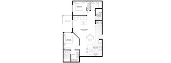 Two bedroom, two bathroom apartment layout at Elizabeth Gardens in Edmonton, AB