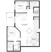 Two bedroom, two bathroom apartment layout at Elizabeth Gardens in Edmonton, AB