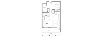 Two bedroom, two bathroom apartment layout at Lynn Creek Apartments in North Vancouver, BC