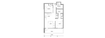 Two bedroom, two bathroom apartment layout at Lynn Creek Apartments in North Vancouver, BC