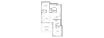 Two bedroom, two bathroom apartment layout at Lynn Creek Apartments in North Vancouver, BC