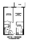 Enjoy spacious, luxury living in upscale suites Floor plan of 1 bed, 1 bath, generous modern apartment at Regency Towers in Owen Sound, ON