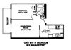 Enjoy comfortable living in open concept suites Floor plan of 1 bed, 1 bath, spacious, customizable apartment at Regency Towers in Owen Sound, ON