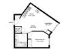 One bedroom, one bathroom apartment layout at Rittenhouse Place in Kitchener, ON