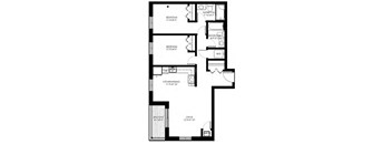 Two bedroom, two bathroom apartment layout at Rittenhouse Place in Kitchener, ON