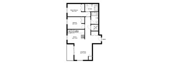 Two bedroom, two bathroom apartment layout at Rittenhouse Place in Kitchener, ON
