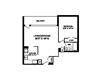 One bedroom, one bathroom apartment layout at Rockford in Toronto, ON