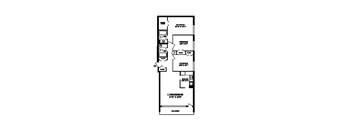 Three bedroom, two bathroom apartment layout at Rockford in Toronto, ON