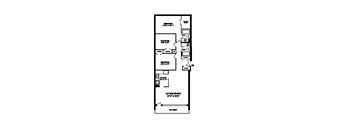 Three bedroom, two bathroom apartment layout at Rockford in Toronto, ON