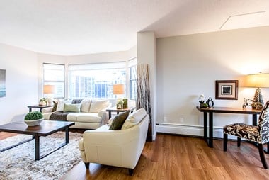 Secord House in Edmonton, AB living room with luxury vinyl flooring throughout