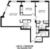 Two bedroom, two bathroom apartment layout at Secord House in Edmonton, AB