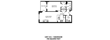 One bedroom, one bathroom apartment layout at The Conservatory in Kelowna, BC