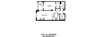One bedroom, one bathroom apartment layout at The Conservatory in Kelowna, BC