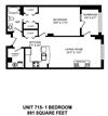 One bedroom, one bathroom apartment layout at The Conservatory in Kelowna, BC