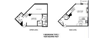 One bedroom, one bathroom apartment layout at The Conservatory in Kelowna, BC