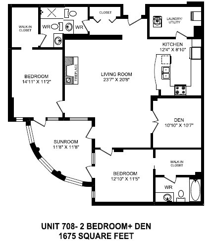 2 bedroom 2 bathroom suite layout The Conservatory in Kelowna, BC