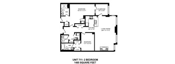 Two bedroom plus den, two bathroom apartment layout at The Conservatory in Kelowna, BC