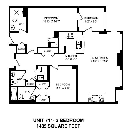Two bedroom plus den, two bathroom apartment layout at The Conservatory in Kelowna, BC