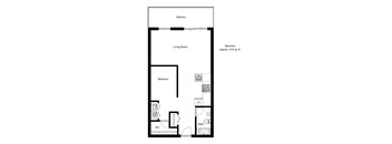 Bachelor, one bathroom apartment layout at The Crest in Nanaimo, BC