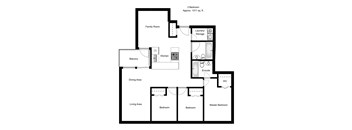 Three bedroom, two bathroom apartment layout at The Crest in Nanaimo, BC