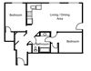 Two bedroom, one bathroom at Trio On Belmont in Kitchener, ON