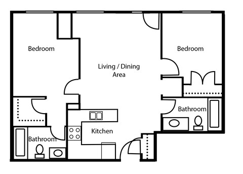 Two bedroom, two bathroom at Trio On Belmont in Kitchener, ON
