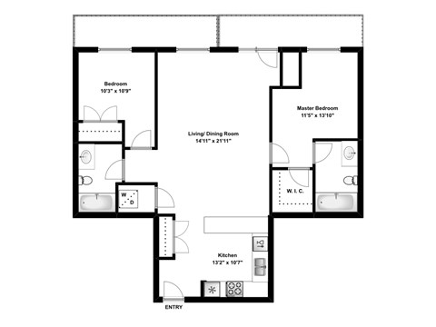 Two bedroom, two bathroom at Trio On Belmont in Kitchener, ON