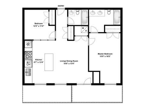 Two bedroom, two bathroom at Trio On Belmont in Kitchener, ON