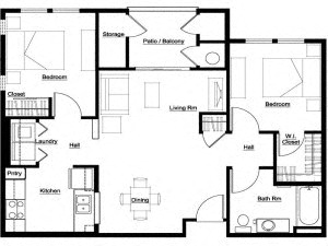 2 Bedroom, 1 Bath
