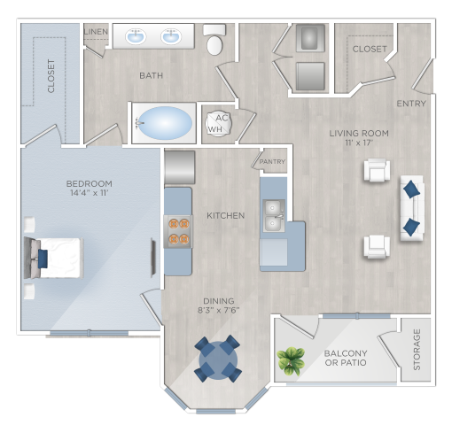 One Bedroom Apartments in Tomball, TX - The Preserve at Spring Creek - A3