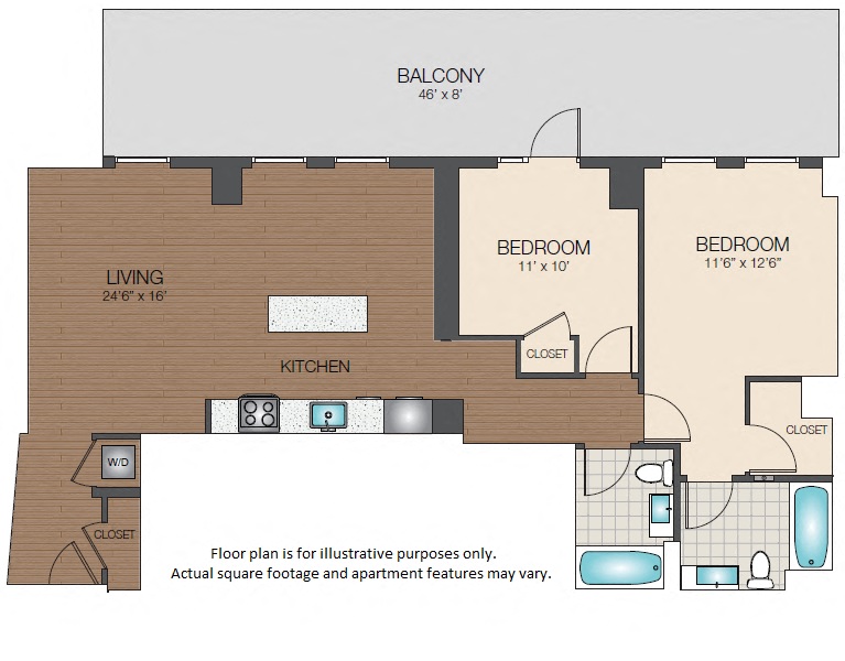two bedroom with balcony The Victor Apartments Boston, MA
