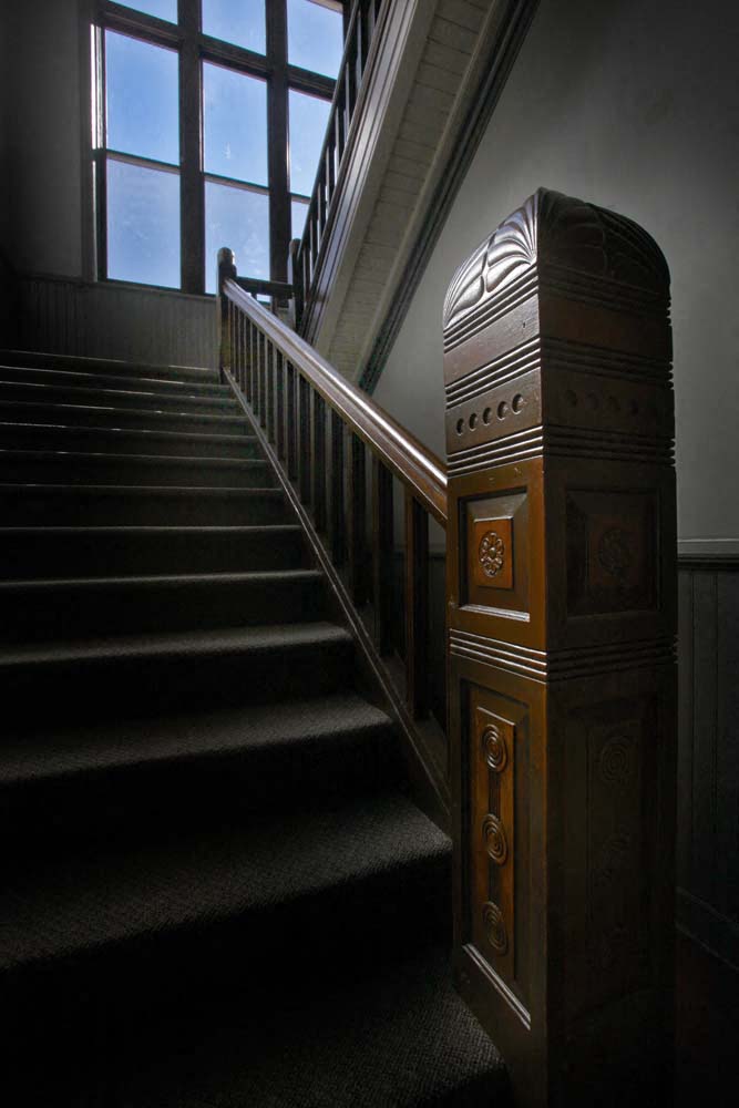 The Roosevelt School's historic grand staircase remains in the building.