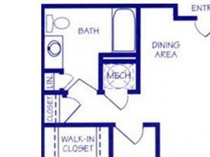 The Bay II Floorplan The Bay II one bedroom one bathroom Floorplan at The Northbrook Apartment Homes
