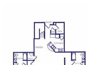 The Reservoir III two bedroom two bathroom Floorplan at The Northbrook Apartment Homes